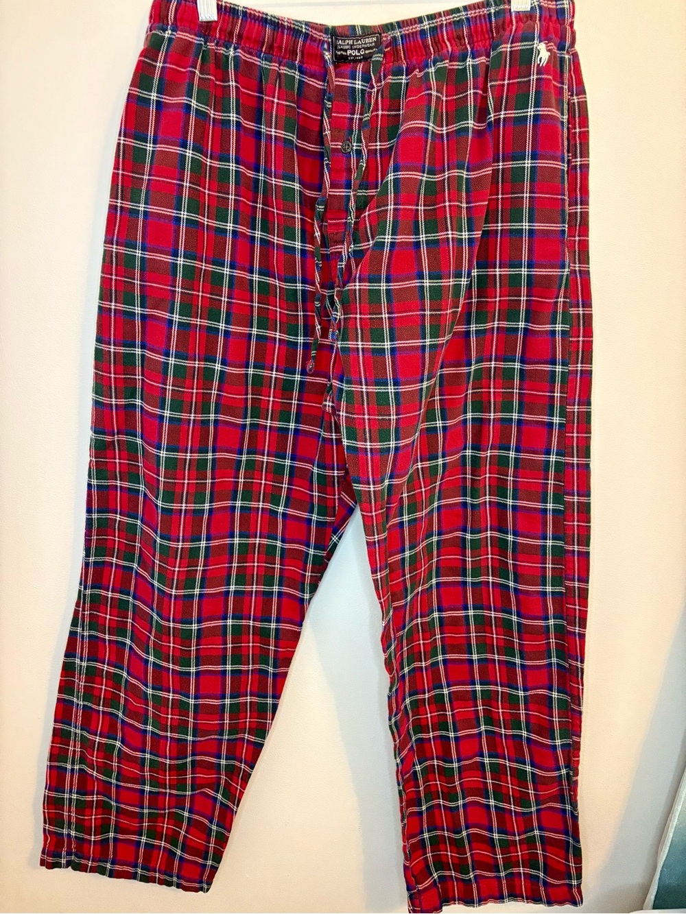 Polo Ralph Lauren Plaid Pajama Pants Red Green L Cotton